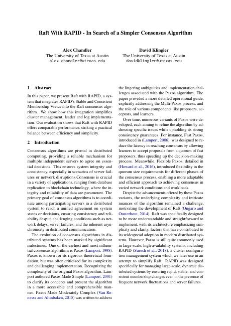 First page of Raft with RAPID